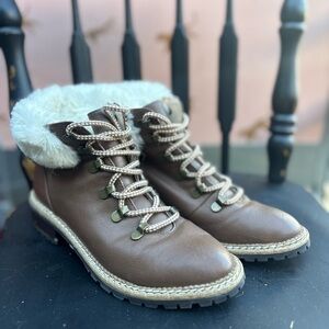Express Faux Leather Brown Fur-Lined Women's Boots